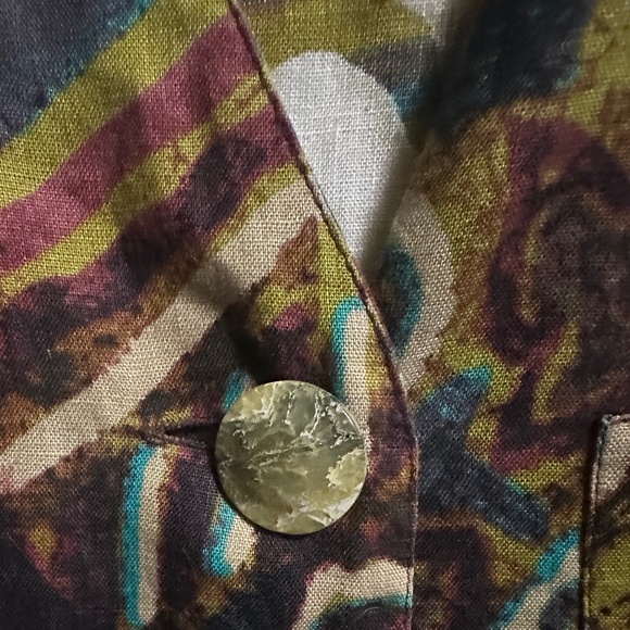 MaxMara Floral Linen Button Down Short Sleeve Top - Picture 5 of 8